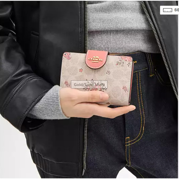 Coach Medium Corner Zip Wallet In Signature Canvas With Floral Print CAO99 Sand - Picture 6 of 6